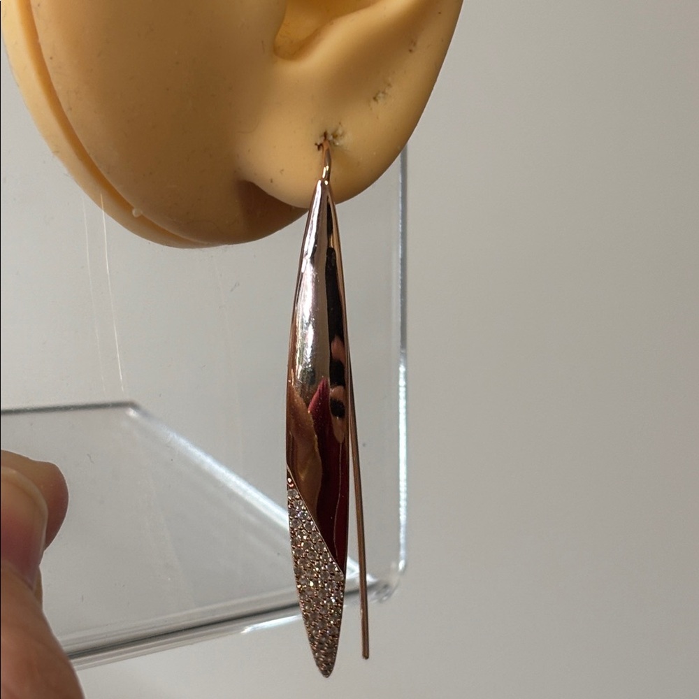 AAA CZ Cubic Zirconia 18k Rose Gold Filled Earrings - Picture 2 of 4